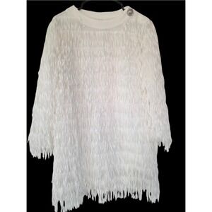Balmain Paris Simonella Fringe Party Dress Shoulder Button Detail Size 12A NWT